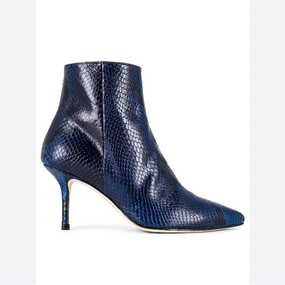 New! L'AGENCE Aimee Il Bootie in Midnight Blue Snake Print Sz 8 $595